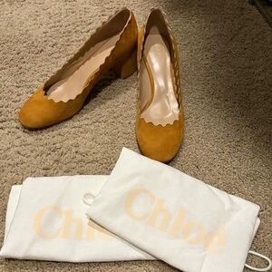 Chloe Lauren Tan Suede Scalloped Heels EU 39.5 / US 9.5